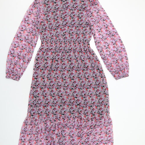 Marks and Spencer Girls Multicoloured Floral Polyester Maxi Size 14-15 Years Boat Neck Zip