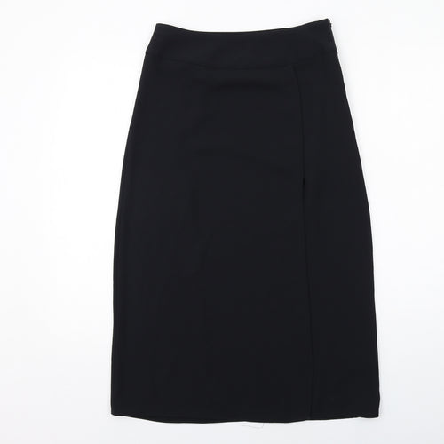 Marks and Spencer Womens Black Polyester A-Line Skirt Size 8 Zip
