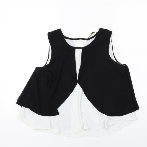 Zara Womens Black Polyester Basic Tank Size S Round Neck