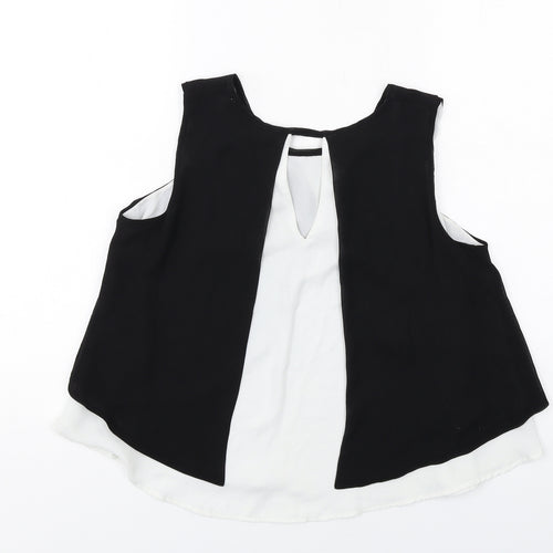 Zara Womens Black Polyester Basic Tank Size S Round Neck