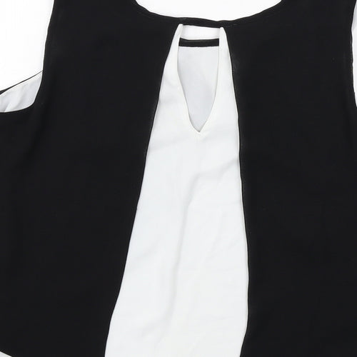 Zara Womens Black Polyester Basic Tank Size S Round Neck