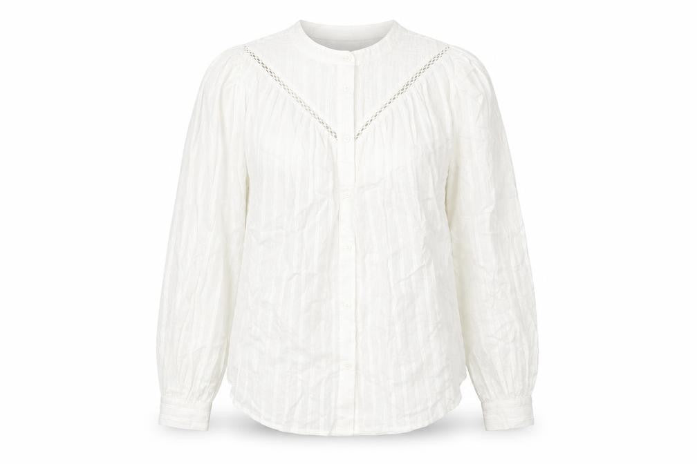 Marks & Spencer Womens White Cotton Basic Button-Up Size 8 Round Neck