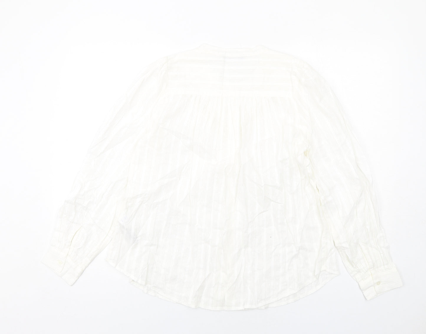 Marks and Spencer Womens White Cotton Basic Button-Up Size 8 Round Neck
