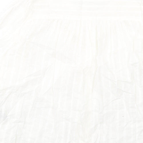 Marks and Spencer Womens White Cotton Basic Button-Up Size 8 Round Neck