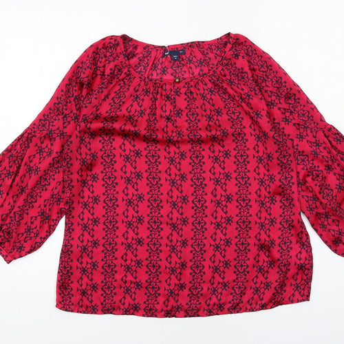 Gap Womens Pink Geometric Polyester Basic Blouse Size M Round Neck