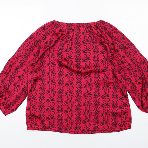 Gap Womens Pink Geometric Polyester Basic Blouse Size M Round Neck