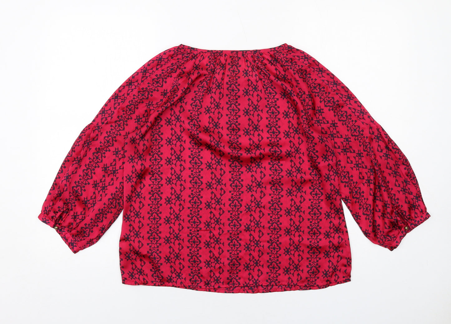 Gap Womens Pink Geometric Polyester Basic Blouse Size M Round Neck