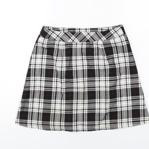 Cooperative Womens Black Plaid Viscose Mini Skirt Size S Button
