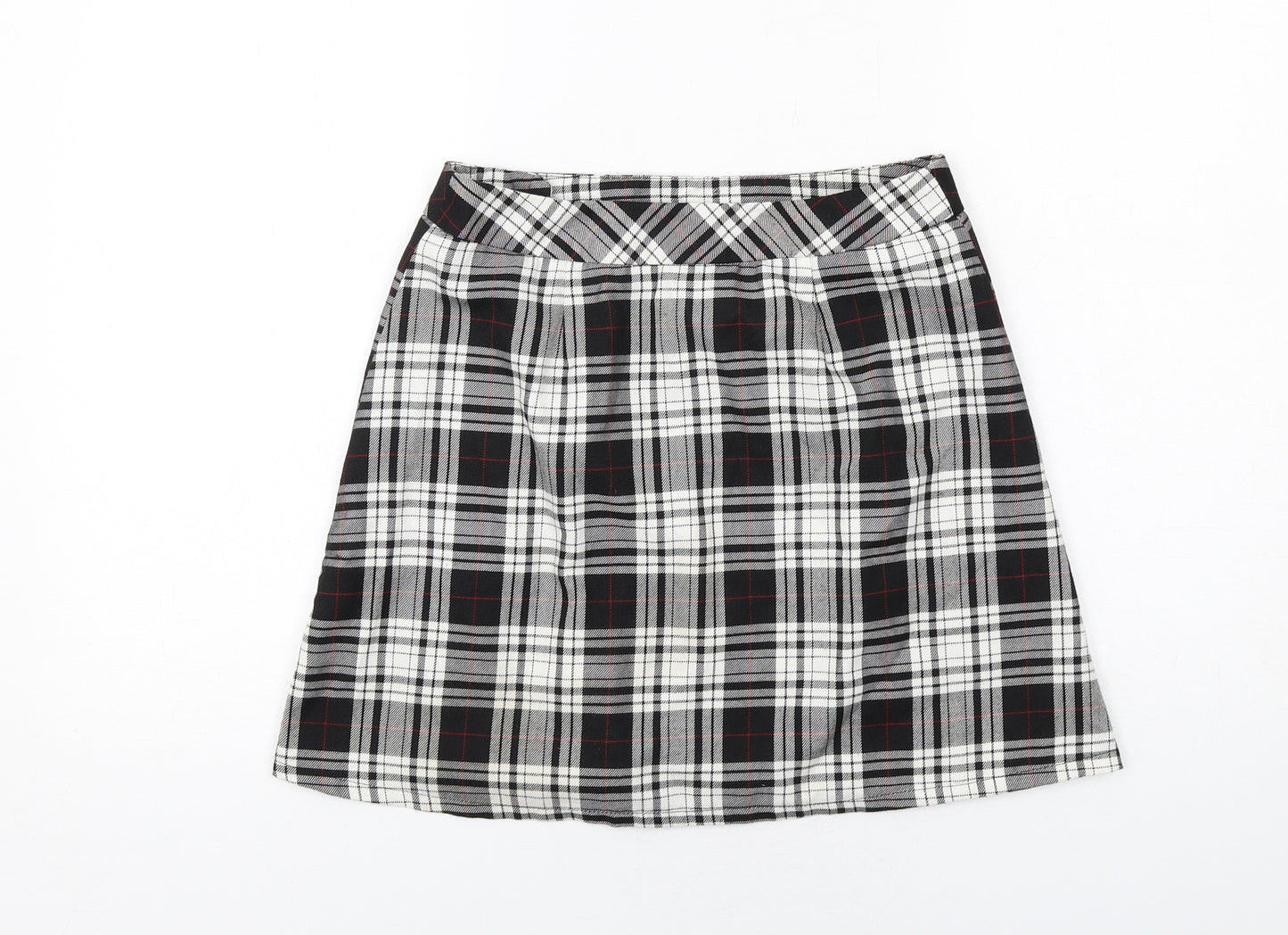 Cooperative Womens Black Plaid Viscose Mini Skirt Size S Button