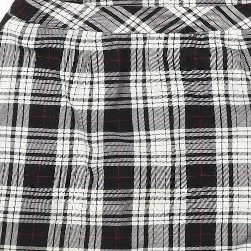 Cooperative Womens Black Plaid Viscose Mini Skirt Size S Button