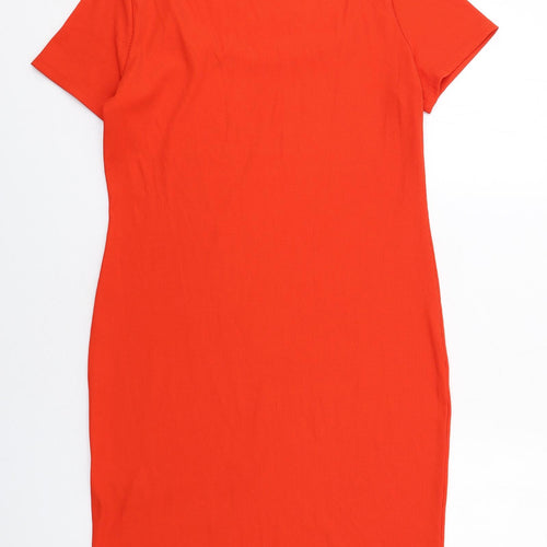 H&M Womens Red Polyester Shift Size L Round Neck Pullover