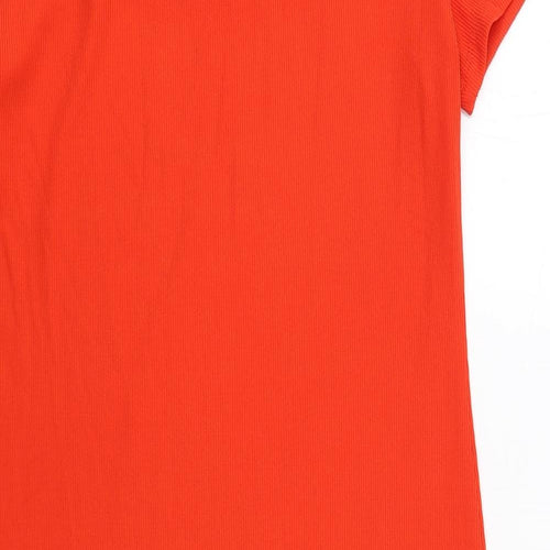 H&M Womens Red Polyester Shift Size L Round Neck Pullover