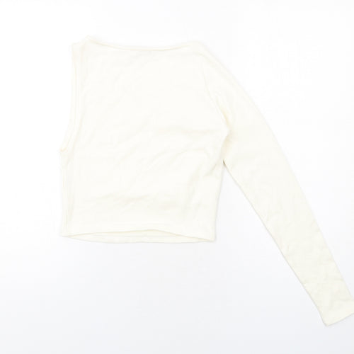 Zara Womens Ivory Cotton Basic Tank Size L V-Neck - Asymmetric Neckline