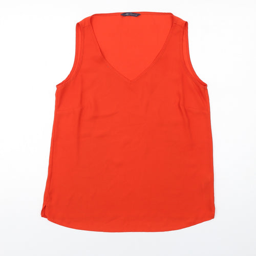Marks and Spencer Womens Orange Polyester Basic Tank Size 12 V-Neck