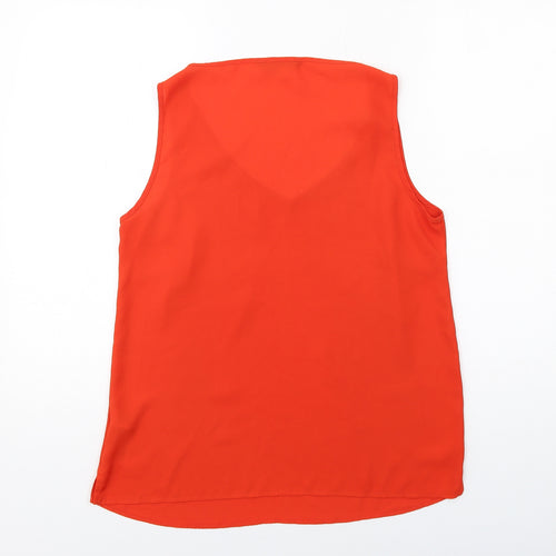 Marks and Spencer Womens Orange Polyester Basic Tank Size 12 V-Neck