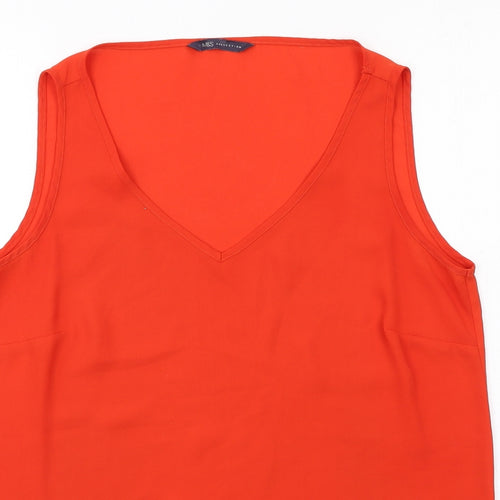 Marks and Spencer Womens Orange Polyester Basic Tank Size 12 V-Neck