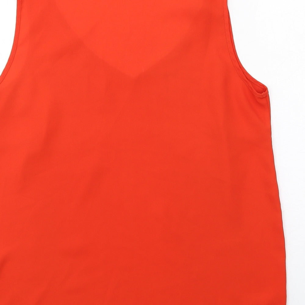Marks and Spencer Womens Orange Polyester Basic Tank Size 12 V-Neck