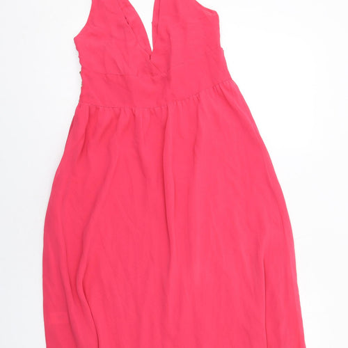 Bay Womens Pink Polyester Tank Dress Size 10 V-Neck Zip