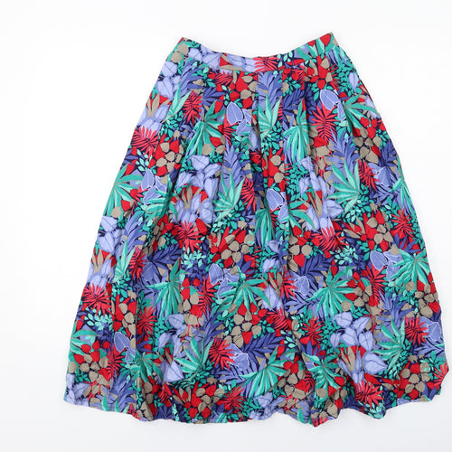 Eastex Womens Multicoloured Geometric Cotton A-Line Skirt Size 10 Button
