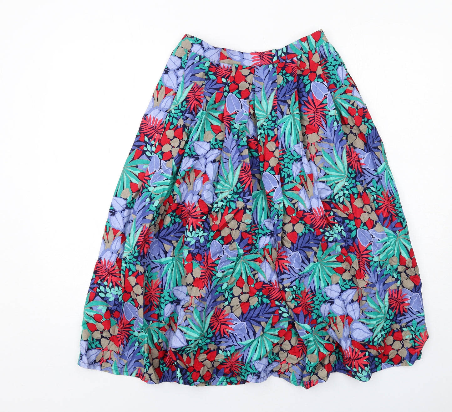 Eastex Womens Multicoloured Geometric Cotton A-Line Skirt Size 10 Button