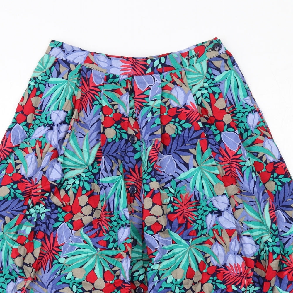 Eastex Womens Multicoloured Geometric Cotton A-Line Skirt Size 10 Button