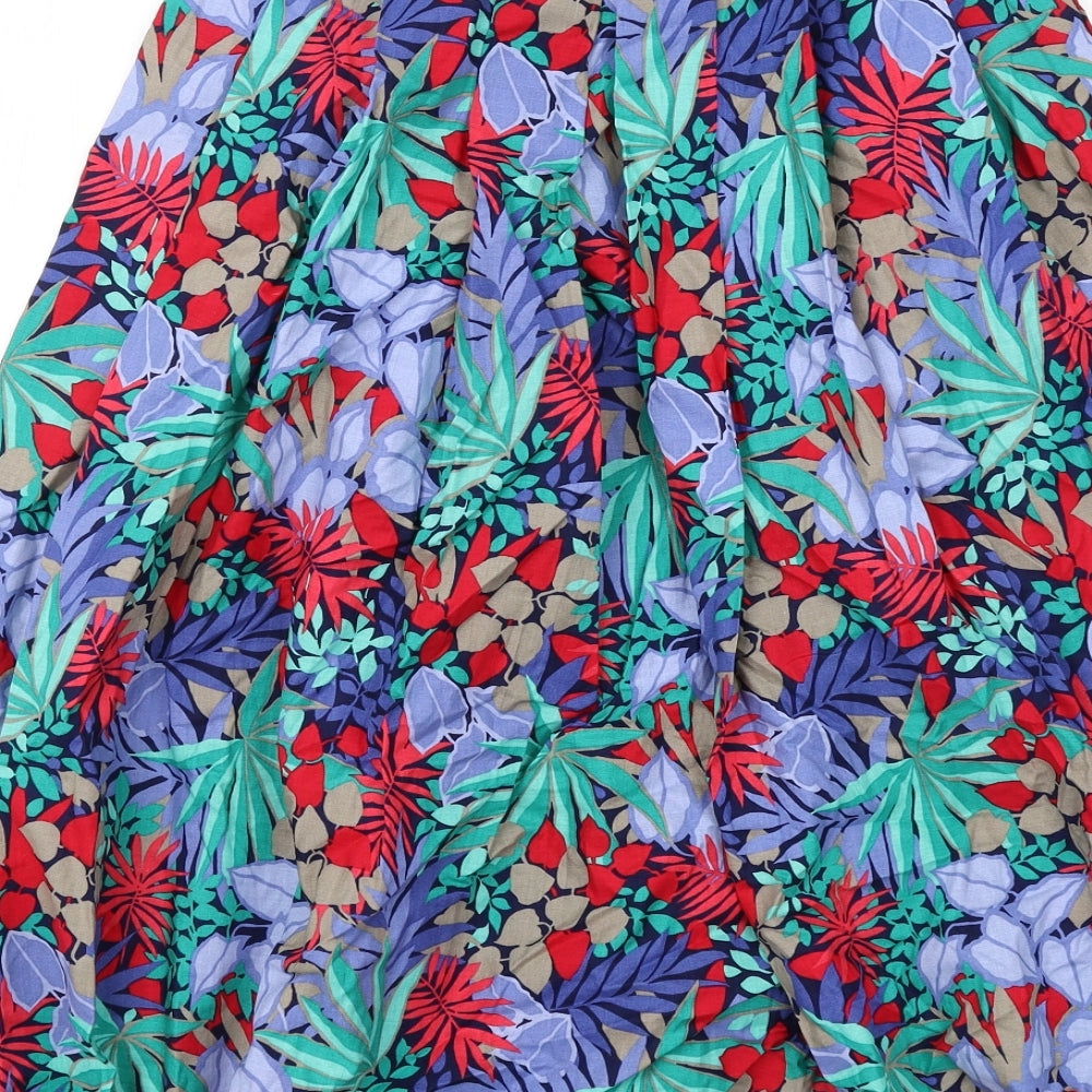 Eastex Womens Multicoloured Geometric Cotton A-Line Skirt Size 10 Button