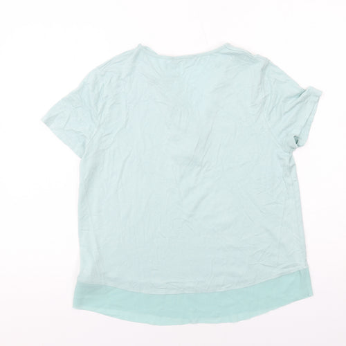 Marks and Spencer Womens Green Viscose Basic T-Shirt Size 12 V-Neck