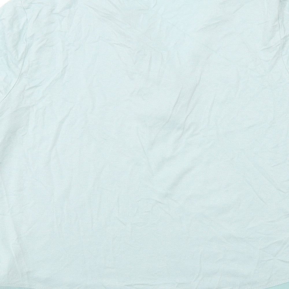 Marks and Spencer Womens Green Viscose Basic T-Shirt Size 12 V-Neck