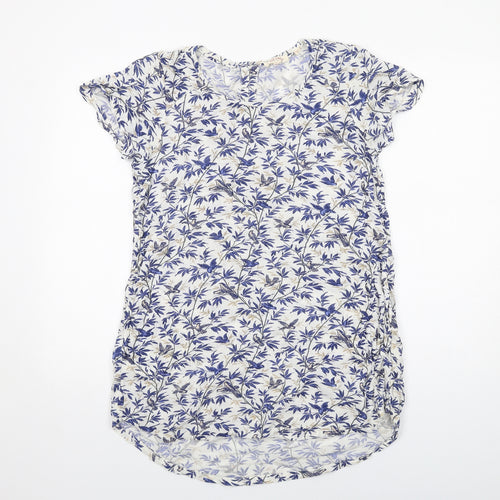 Fat Face Womens Multicoloured Floral Viscose Basic T-Shirt Size 12 Round Neck
