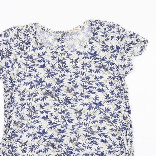 Fat Face Womens Multicoloured Floral Viscose Basic T-Shirt Size 12 Round Neck