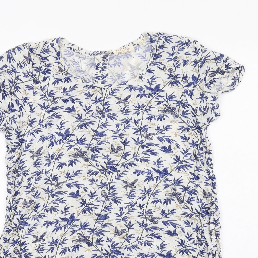 Fat Face Womens Multicoloured Floral Viscose Basic T-Shirt Size 12 Round Neck