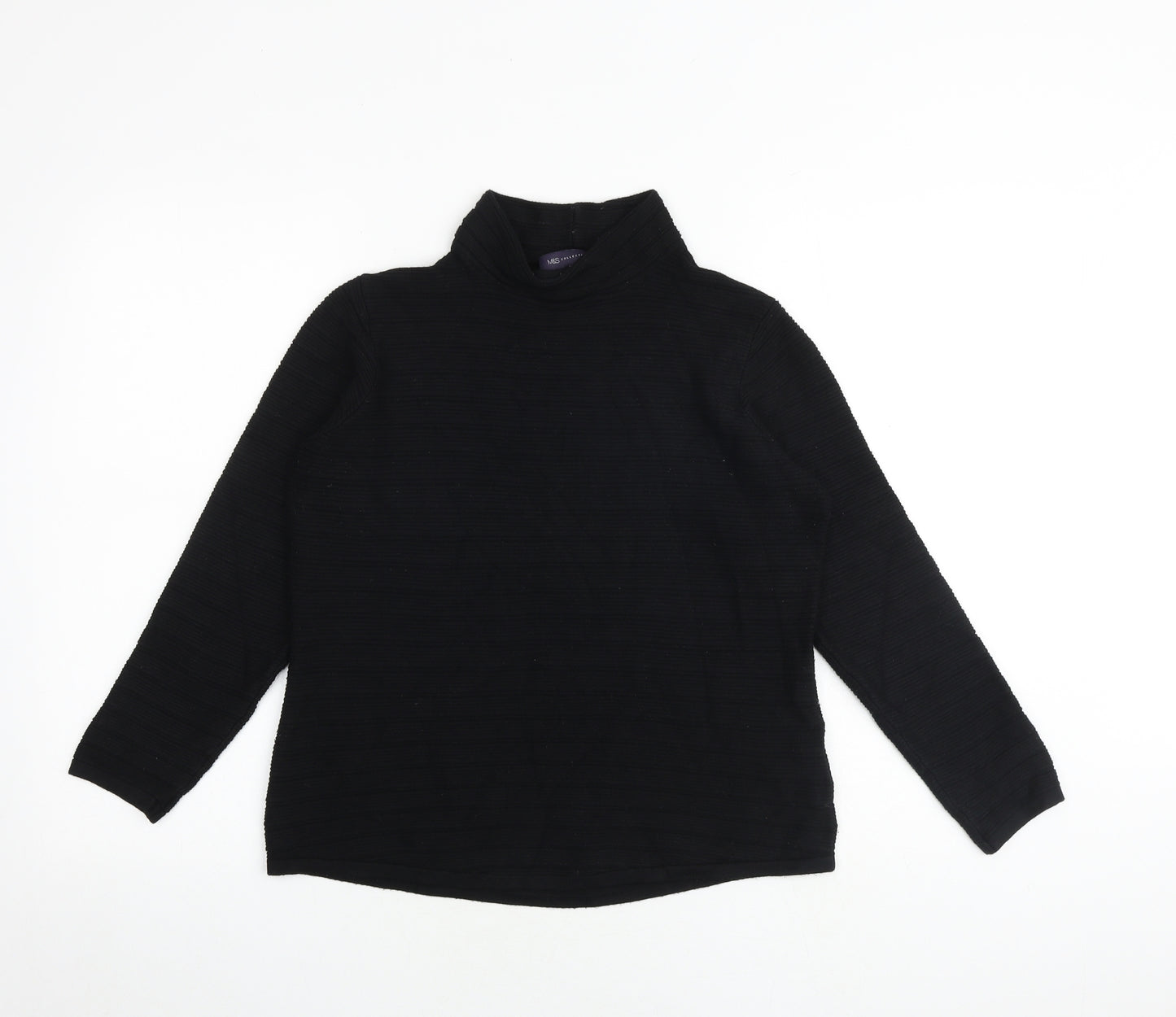 Marks and Spencer Womens Black High Neck Viscose Pullover Jumper Size 14