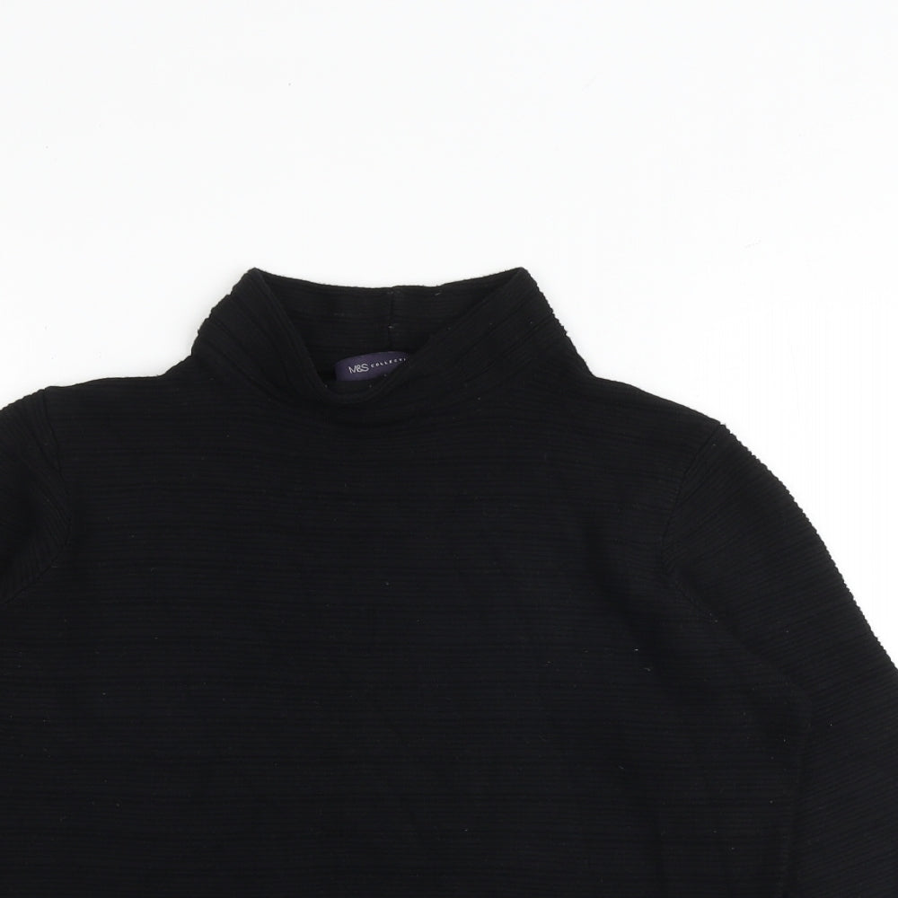 Marks and Spencer Womens Black High Neck Viscose Pullover Jumper Size 14