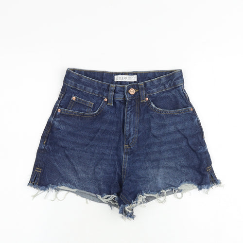 Denim & Co. Womens Blue 100% Cotton Boyfriend Shorts Size 6 Regular Zip - Raw Hem