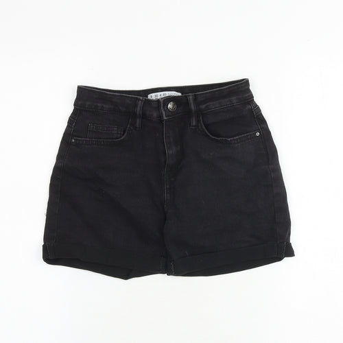 Denim & Co. Womens Black Cotton Boyfriend Shorts Size 6 L3 in Regular Zip
