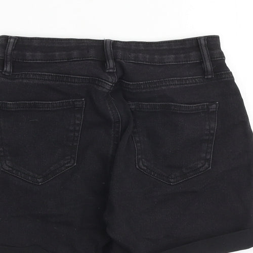 Denim & Co. Womens Black Cotton Boyfriend Shorts Size 6 L3 in Regular Zip