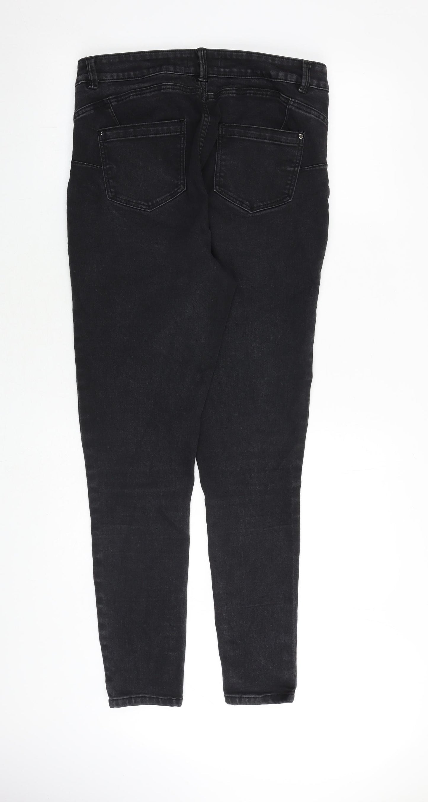 Nutmeg Womens Black Cotton Skinny Jeans Size 14 L30 in Regular Zip