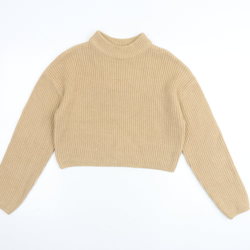 H&M Womens Brown Mock Neck Acrylic Pullover Jumper Size S