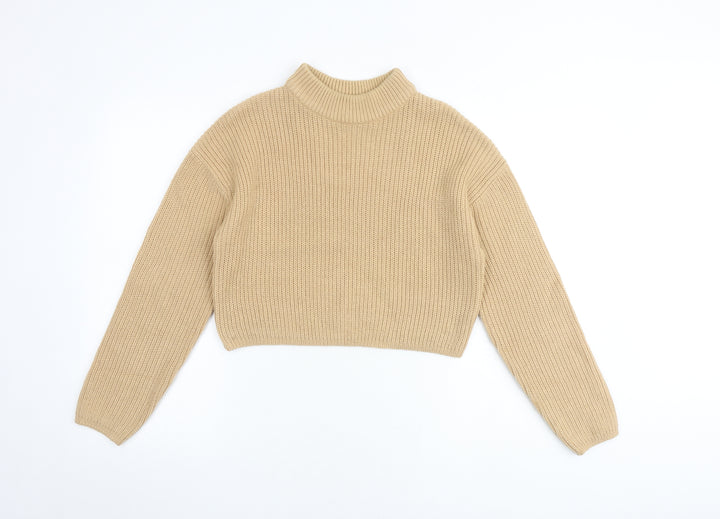 H&M Womens Brown Mock Neck Acrylic Pullover Jumper Size S