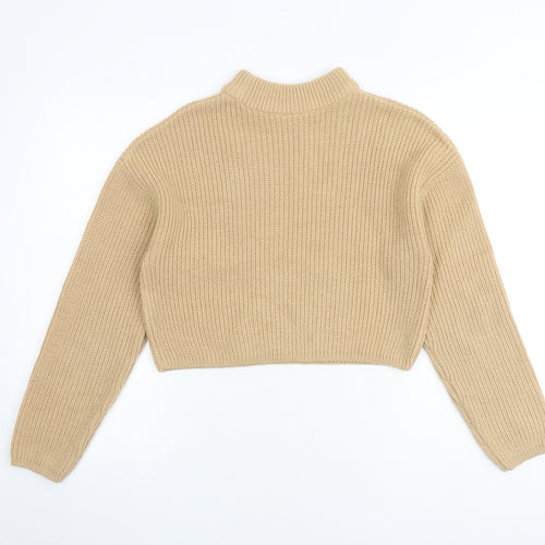 H&M Womens Brown Mock Neck Acrylic Pullover Jumper Size S