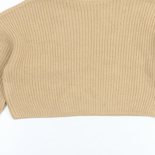 H&M Womens Brown Mock Neck Acrylic Pullover Jumper Size S
