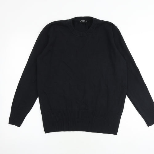 Mobaco Womens Black Round Neck 100% Cotton Pullover Jumper Size 4