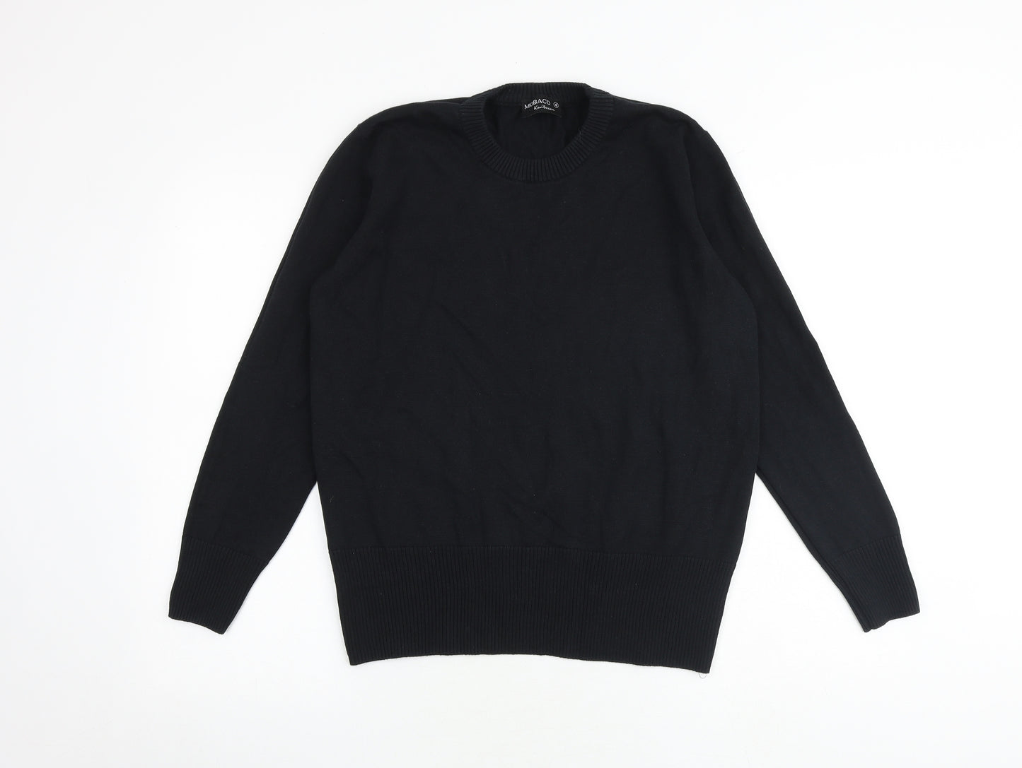 Mobaco Womens Black Round Neck 100% Cotton Pullover Jumper Size 4