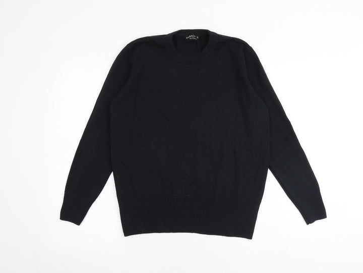 Mobaco Womens Black Round Neck 100% Cotton Pullover Jumper Size 4