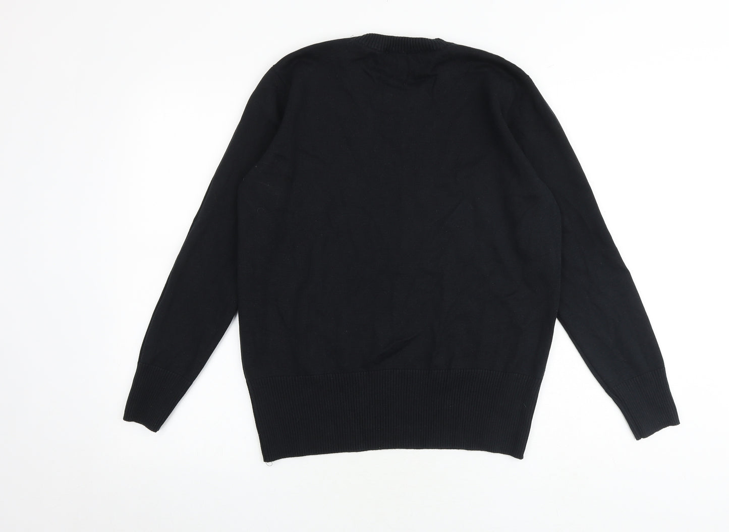 Mobaco Womens Black Round Neck 100% Cotton Pullover Jumper Size 4