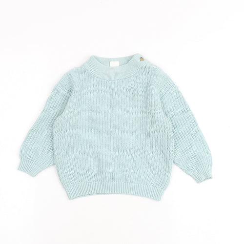 H&M Baby Blue Acrylic Pullover Jumper Size 9-12 Months Button