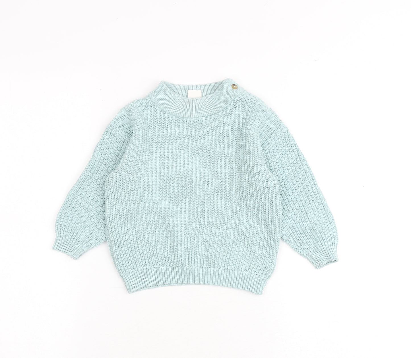 H&M Baby Blue Acrylic Pullover Jumper Size 9-12 Months Button