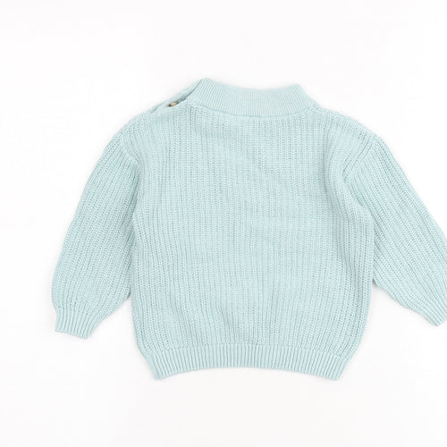 H&M Baby Blue Acrylic Pullover Jumper Size 9-12 Months Button