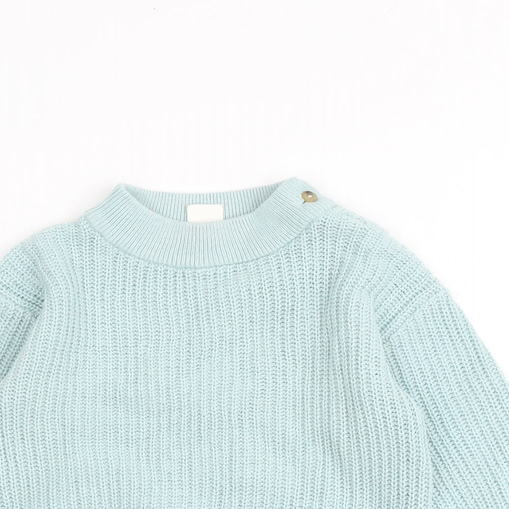 H&M Baby Blue Acrylic Pullover Jumper Size 9-12 Months Button