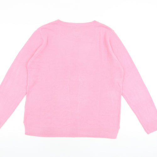 Marks and Spencer Womens Pink Round Neck Acrylic Pullover Jumper Size 14